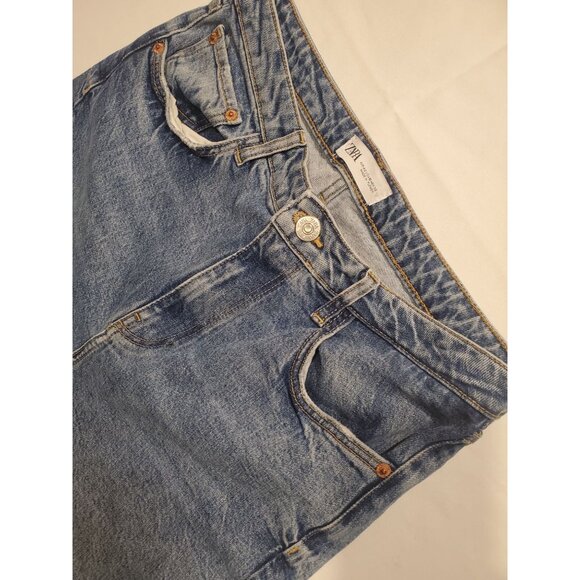 Zara  High Waist Distressed Ripped Frayed Knees and Ankle Jeans Size 10 - Picture 4 of 12